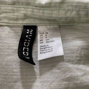 green and white pin stripe button up